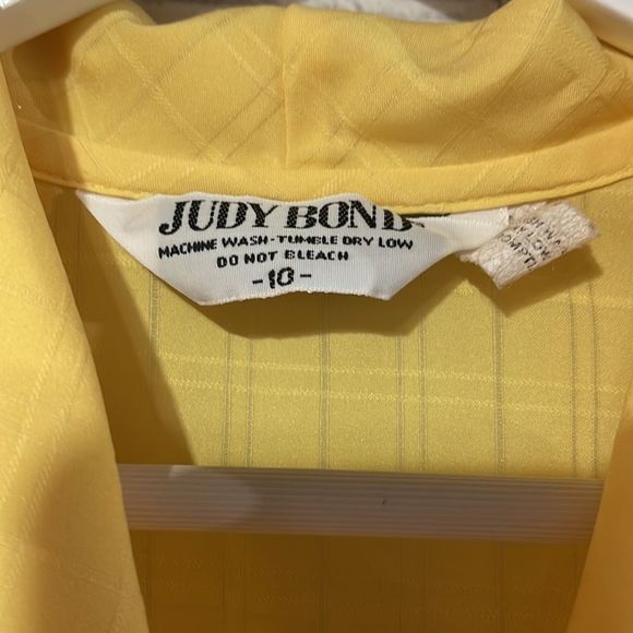 Vintage Yellow Tie Neck Short Sleeved Button-Up Size 10 - Picture 13 of 15